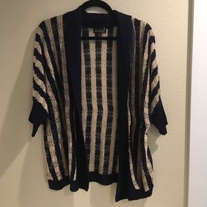 Questions by Say What navy cream knit cardigan L
